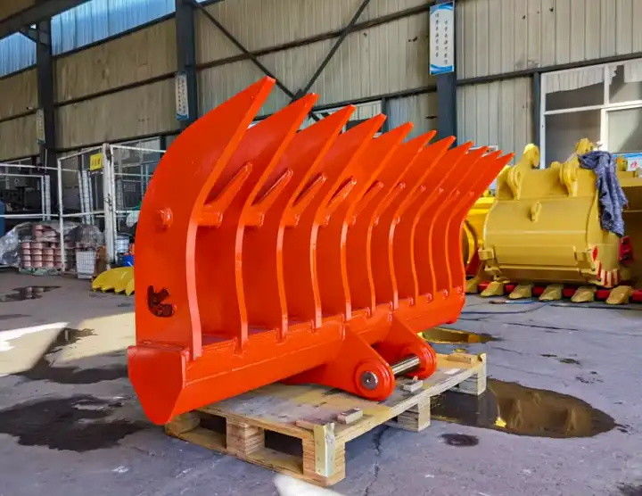 10-20T Root Rake cho máy đào quét các mảnh vỡ cồng kềng dài còn lại trên mặt đất
